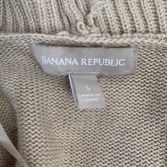 Banana Republic Step Hem Open Front Knit Cardigan-Almond, Sz Small, Wool Blend - Picture 7 of 10